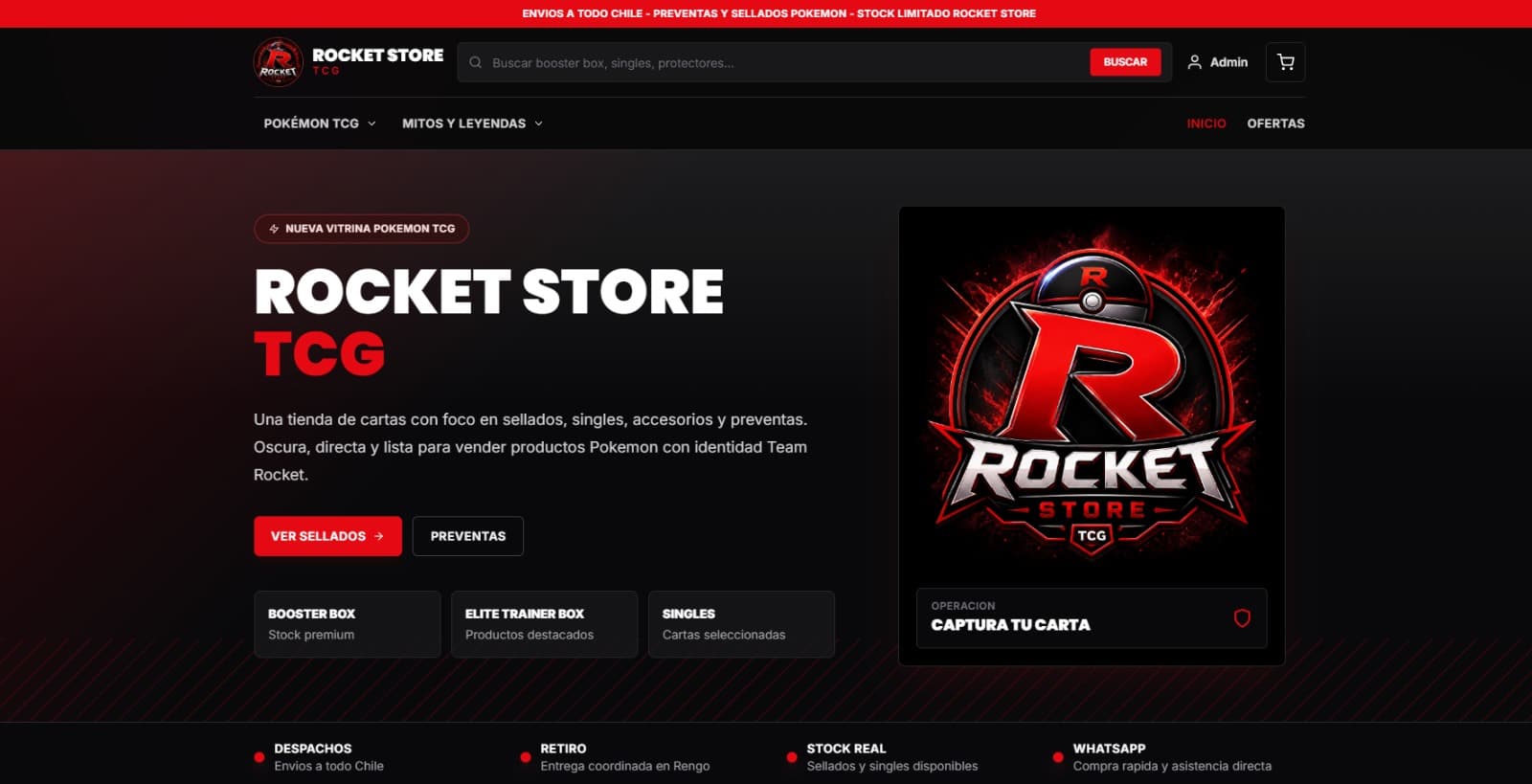 Vista principal de Rocket Store TCG